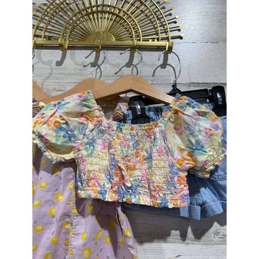 Vince Camuto Cat&Jack Summer Outfit Bundle Girls 12M‎ Floral Lemon Seersucker